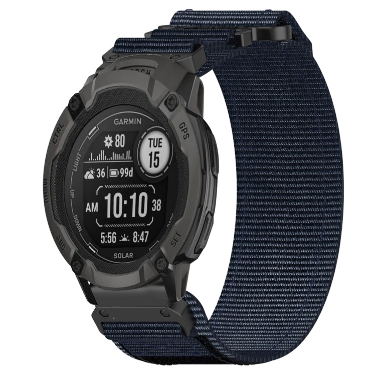 For Garmin  Instinct 2 Solar 22mm Nylon Hook And Loop Fastener Watch Band(Blue) - Watch Bands by PMC Jewellery | Online Shopping South Africa | PMC Jewellery