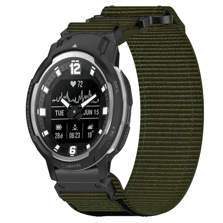 For Garmin Instinct Crossover 22mm Nylon Hook And Loop Fastener Watch Band(Army Green) - Watch Bands by PMC Jewellery | Online Shopping South Africa | PMC Jewellery