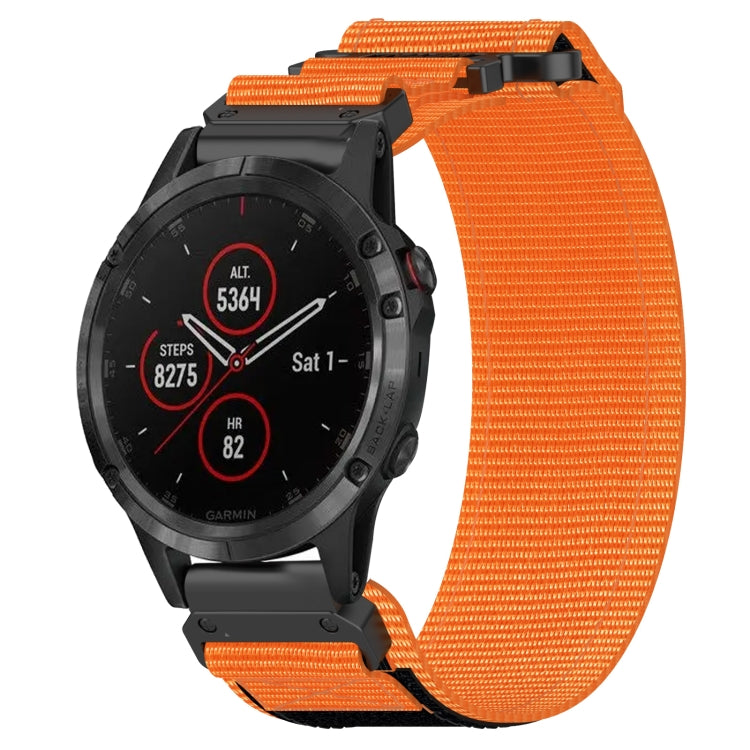 For Garmin Fenix 5 Plus 22mm Nylon Hook And Loop Fastener Watch Band(Orange) - Watch Bands by PMC Jewellery | Online Shopping South Africa | PMC Jewellery