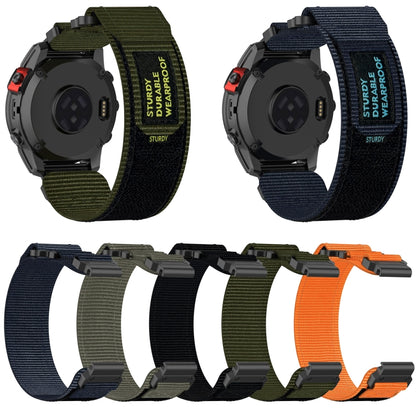 For Garmin Fenix 7 Pro 47mm 22mm Nylon Hook And Loop Fastener Watch Band(Black) - Watch Bands by PMC Jewellery | Online Shopping South Africa | PMC Jewellery