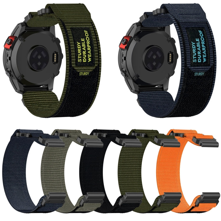 For Garmin Fenix 6 22mm Nylon Hook And Loop Fastener Watch Band(Black) - Watch Bands by PMC Jewellery | Online Shopping South Africa | PMC Jewellery