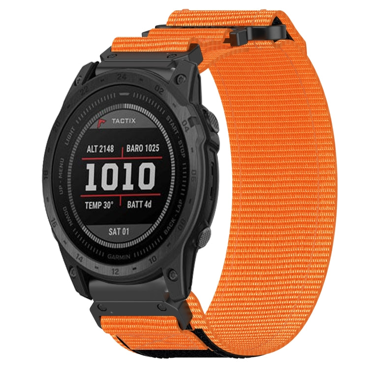 For Garmin Tactix 7 26mm Nylon Hook And Loop Fastener Watch Band(Orange) - Watch Bands by PMC Jewellery | Online Shopping South Africa | PMC Jewellery