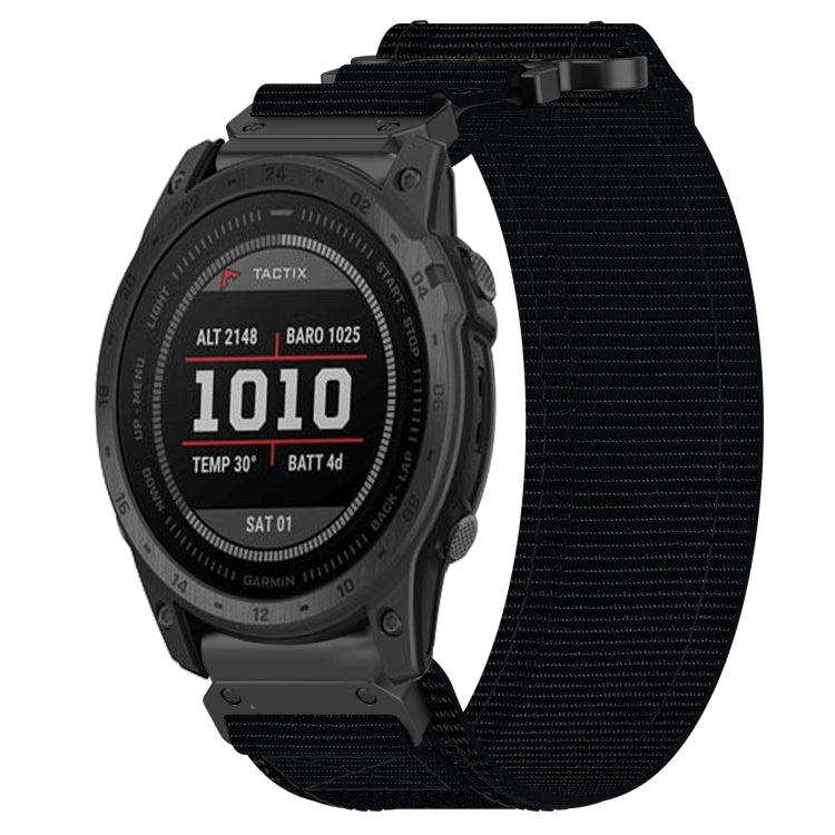 For Garmin Tactix 7 26mm Nylon Hook And Loop Fastener Watch Band(Black) - Watch Bands by PMC Jewellery | Online Shopping South Africa | PMC Jewellery