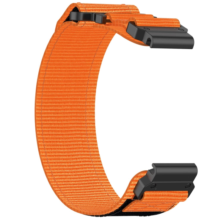 For Garmin Fenix 5X Plus 26mm Nylon Hook And Loop Fastener Watch Band(Orange) - Watch Bands by PMC TechLife | Online Shopping South Africa | PMC TechLife