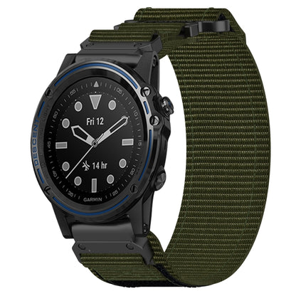 For Garmin Descent MK 1 26mm Nylon Hook And Loop Fastener Watch Band(Army Green) - Watch Bands by PMC Jewellery | Online Shopping South Africa | PMC Jewellery