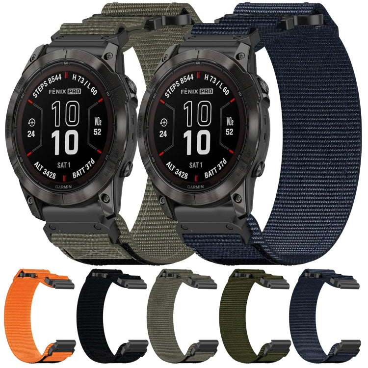 For Garmin Fenix 5X Plus 26mm Nylon Hook And Loop Fastener Watch Band(Orange) - Watch Bands by PMC TechLife | Online Shopping South Africa | PMC TechLife