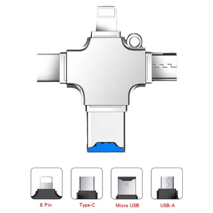 4 in 1 USB-C / Type-C  USB 2.0 + Micro USB + 8 Pin Adapter TF Card Reader, Memory Card:No Memory(Sliver) - U Disk & Card Reader by PMC Jewellery | Online Shopping South Africa | PMC Jewellery | Buy Now Pay Later Mobicred