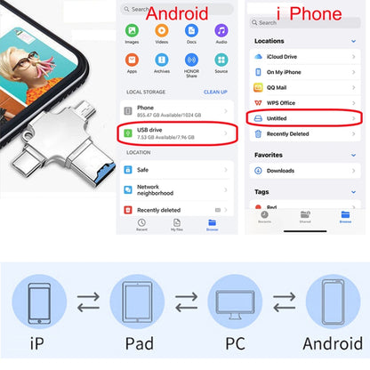 4 in 1 USB-C / Type-C  USB 2.0 + Micro USB + 8 Pin Adapter TF Card Reader, Memory Card:No Memory(Sliver) - U Disk & Card Reader by PMC Jewellery | Online Shopping South Africa | PMC Jewellery | Buy Now Pay Later Mobicred