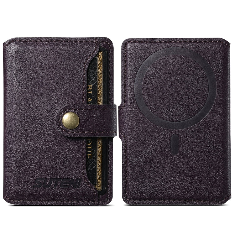 Suteni S2 Phone Magnetic Card Case Card Sleeve MagSafe Magnetic Coil PU Leather(Purple) - Others Accessories by Suteni | Online Shopping South Africa | PMC Jewellery | Buy Now Pay Later Mobicred