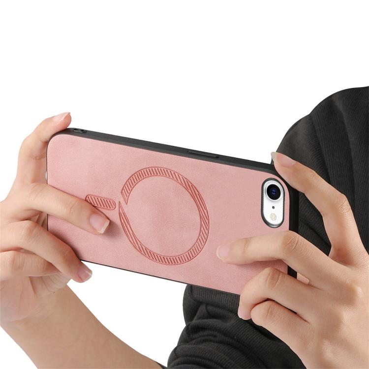 For iPhone 16e Solid Color Retro Magsafe PU Back Cover Phone Case(Pink) - iPhone 16e Cases by PMC TechLife | Online Shopping South Africa | PMC TechLife | Buy Now Pay Later Mobicred