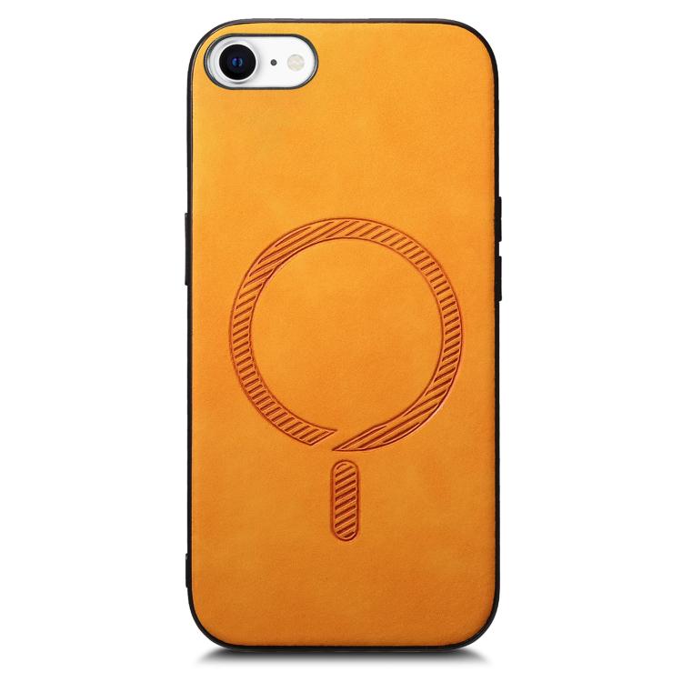 For iPhone 16e Solid Color Retro Magsafe PU Back Cover Phone Case(Yellow) - iPhone 16e Cases by PMC TechLife | Online Shopping South Africa | PMC TechLife | Buy Now Pay Later Mobicred