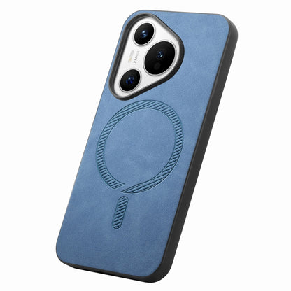 For Huawei Pura 70 Pro Solid Color Retro Magsafe PU Back Cover Phone Case(Blue) - Huawei Cases by PMC Jewellery | Online Shopping South Africa | PMC Jewellery | Buy Now Pay Later Mobicred