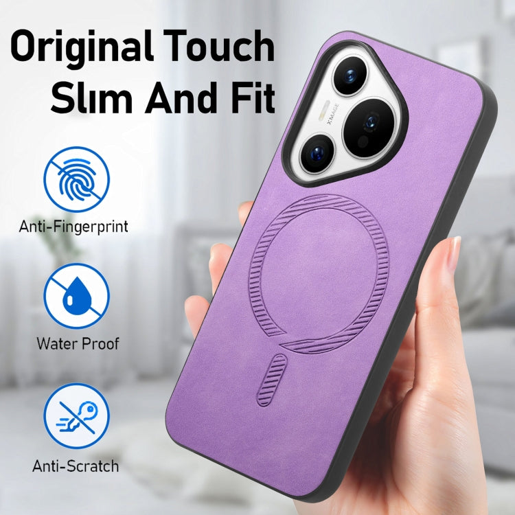 For Huawei Pura 70 Pro+ Solid Color Retro Magsafe PU Back Cover Phone Case(Purple) - Huawei Cases by PMC Jewellery | Online Shopping South Africa | PMC Jewellery | Buy Now Pay Later Mobicred