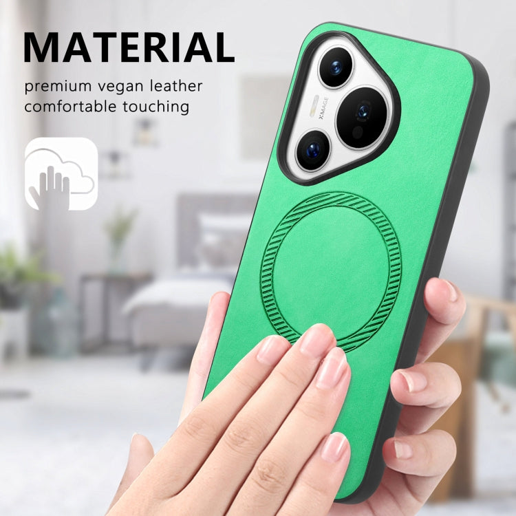 For Huawei Pura 70 Ultra Solid Color Retro Magsafe PU Back Cover Phone Case(Green) - Huawei Cases by PMC Jewellery | Online Shopping South Africa | PMC Jewellery | Buy Now Pay Later Mobicred