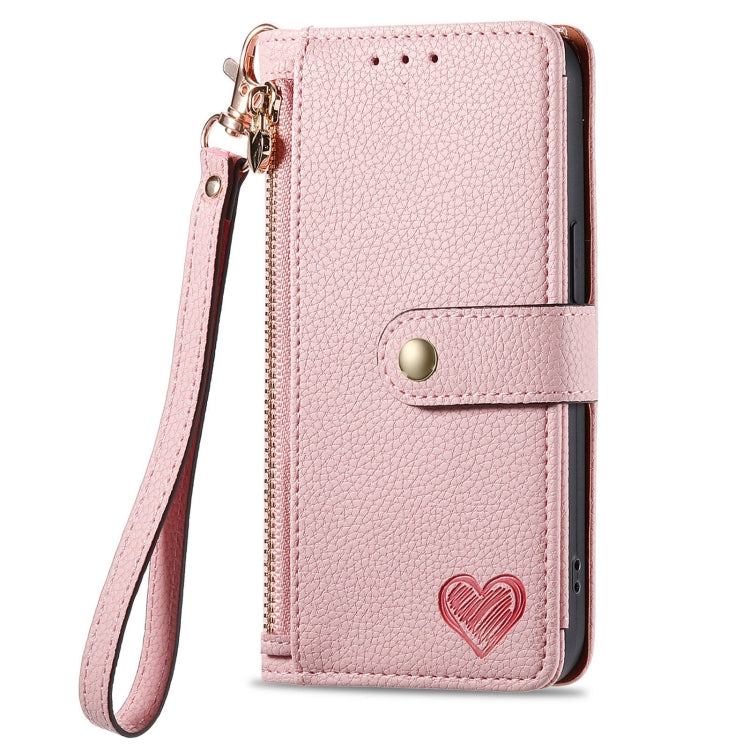 For Motorola Moto G Power 5G 2024 Love Zipper Lanyard Leather Phone Case(Pink) - Motorola Cases by PMC Jewellery | Online Shopping South Africa | PMC Jewellery | Buy Now Pay Later Mobicred