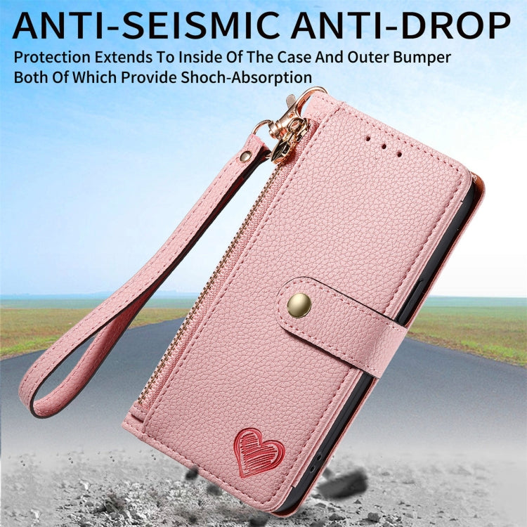 For Motorola Moto G Power 5G 2024 Love Zipper Lanyard Leather Phone Case(Pink) - Motorola Cases by PMC Jewellery | Online Shopping South Africa | PMC Jewellery | Buy Now Pay Later Mobicred