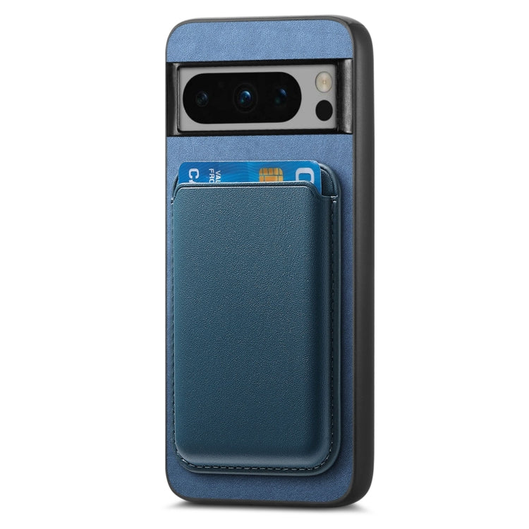 For Google Pixel 9 Retro Magsafe Card Bag PU Back Cover Phone Case(Blue) - Google Cases by PMC Jewellery | Online Shopping South Africa | PMC Jewellery | Buy Now Pay Later Mobicred