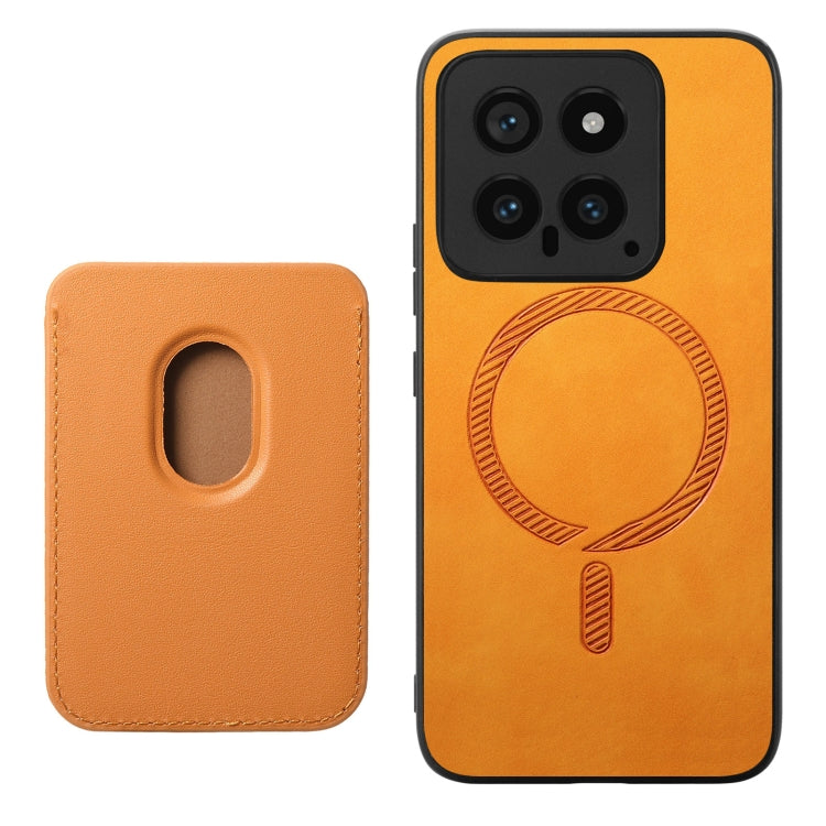 For Xiaomi Redmi K70 / K70 Pro 5G Retro Magsafe Card Bag PU Back Cover Phone Case(Yellow) - K70 Pro Cases by PMC Jewellery | Online Shopping South Africa | PMC Jewellery | Buy Now Pay Later Mobicred