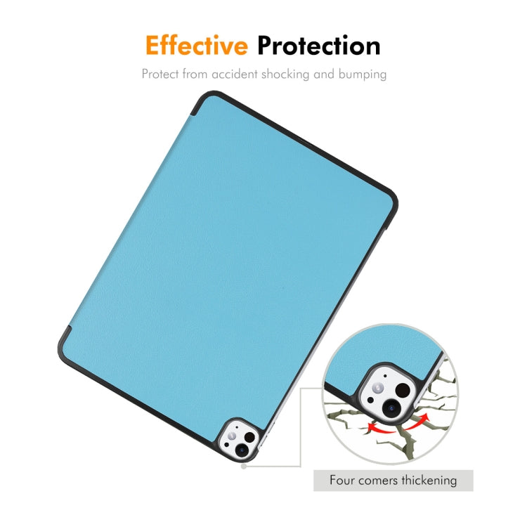 For iPad Pro 11 2024 ENKAY Tri-fold Custer Texture Platic Leather Smart Tablet Case(Dark Blue) - iPad Pro 11 2024 Cases by ENKAY | Online Shopping South Africa | PMC TechLife | Buy Now Pay Later Mobicred