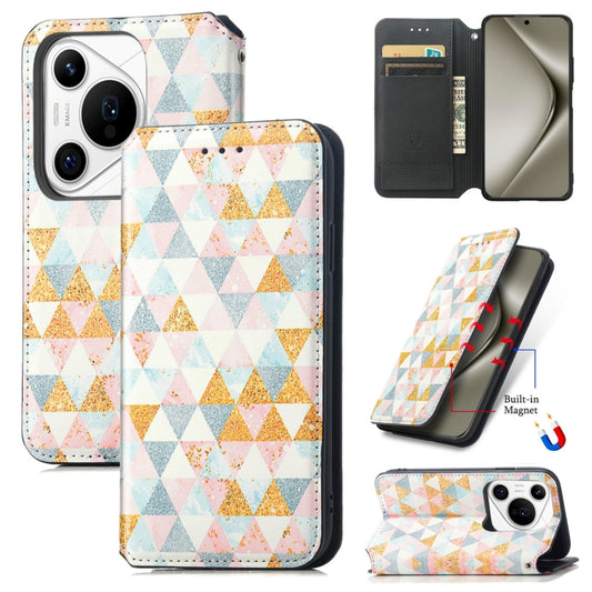 For Huawei Pura 70 Ultra CaseNeo Colorful Magnetic Leather Phone Case(Rhombus) - Huawei Cases by PMC Jewellery | Online Shopping South Africa | PMC Jewellery | Buy Now Pay Later Mobicred