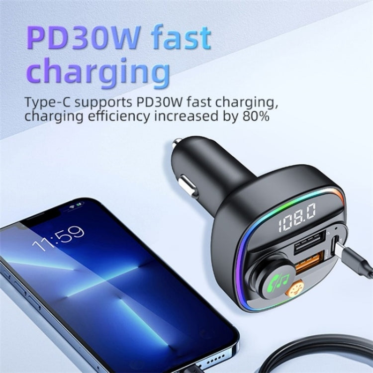 C4S Digital Display Car PD 30W+QC 3.0 Car Charger Audio MP3 Player FM Transmitter - Car Charger by PMC Jewellery | Online Shopping South Africa | PMC Jewellery | Buy Now Pay Later Mobicred