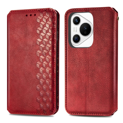 For Huawei Pura 70 Pro+ Cubic Grid Pressed Magnetic Leather Phone Case(Red) - Huawei Cases by PMC Jewellery | Online Shopping South Africa | PMC Jewellery | Buy Now Pay Later Mobicred