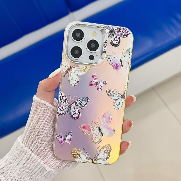 For iPhone 16 Pro Electroplating Laser Butterfly Phone Case(Pink Butterflies AB2) - iPhone 16 Pro Cases by PMC TechLife | Online Shopping South Africa | PMC TechLife | Buy Now Pay Later Mobicred