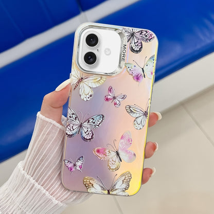 For iPhone 16 Plus Electroplating Laser Butterfly Phone Case(Pink Butterflies AB2) - iPhone 16 Plus Cases by PMC Jewellery | Online Shopping South Africa | PMC Jewellery | Buy Now Pay Later Mobicred