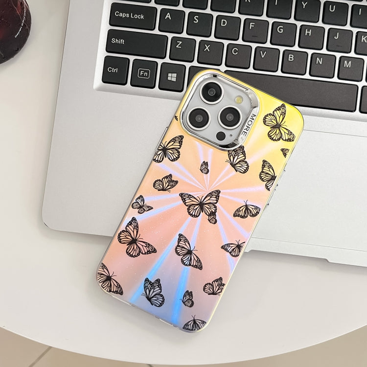 For iPhone 16 Plus Electroplating Laser Butterfly Phone Case(Blue Butterflies AB4) - iPhone 16 Plus Cases by PMC TechLife | Online Shopping South Africa | PMC TechLife | Buy Now Pay Later Mobicred