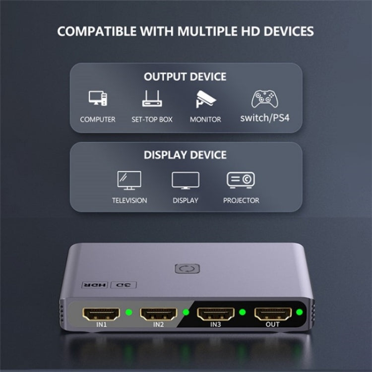 Q301 4K / 60hz HD Video Aluminum Alloy Adapter 3 Input 1 Output HDMI Switcher - Switch by PMC Jewellery | Online Shopping South Africa | PMC Jewellery | Buy Now Pay Later Mobicred