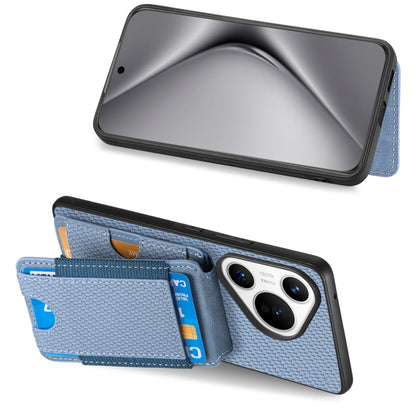 For Huawei Pura 70 Pro Carbon Fiber Vertical Flip Wallet Stand Phone Case(Blue) - Huawei Cases by PMC Jewellery | Online Shopping South Africa | PMC Jewellery | Buy Now Pay Later Mobicred