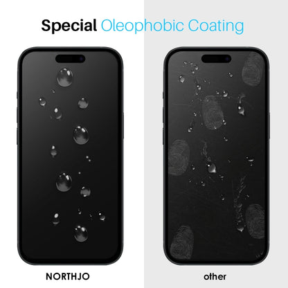 For iPhone 16 Pro Max NORTHJO 2pcs A++ Screen Protector Tempered Glass Film with Installation Frame - iPhone 16 Pro Max Tempered Glass by NORTHJO | Online Shopping South Africa | PMC Jewellery | Buy Now Pay Later Mobicred