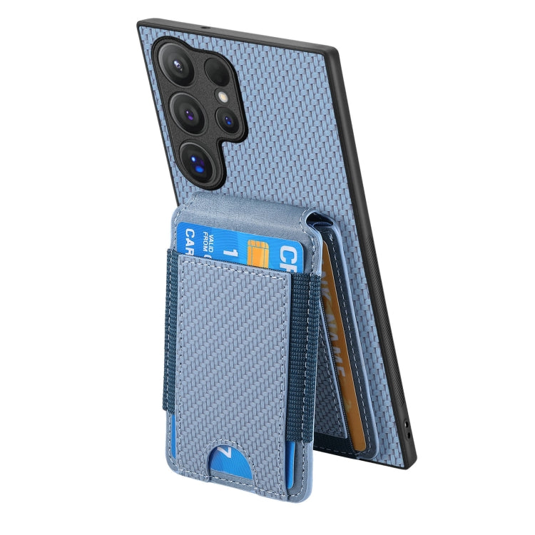 For Samsung Galaxy S24 Ultra 5G Carbon Fiber Vertical Flip Wallet Stand Phone Case(Blue) - Galaxy S24 Ultra 5G Cases by PMC Jewellery | Online Shopping South Africa | PMC Jewellery | Buy Now Pay Later Mobicred