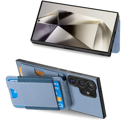 For Samsung Galaxy S24 Ultra 5G Carbon Fiber Vertical Flip Wallet Stand Phone Case(Blue) - Galaxy S24 Ultra 5G Cases by PMC Jewellery | Online Shopping South Africa | PMC Jewellery | Buy Now Pay Later Mobicred