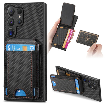 For Samsung Galaxy S24 Ultra 5G Carbon Fiber Vertical Flip Wallet Stand Phone Case(Black) - Galaxy S24 Ultra 5G Cases by PMC Jewellery | Online Shopping South Africa | PMC Jewellery | Buy Now Pay Later Mobicred