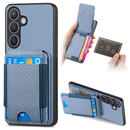 For Samsung Galaxy S24 5G Carbon Fiber Vertical Flip Wallet Stand Phone Case(Blue) - Galaxy S24 5G Cases by PMC Jewellery | Online Shopping South Africa | PMC Jewellery | Buy Now Pay Later Mobicred