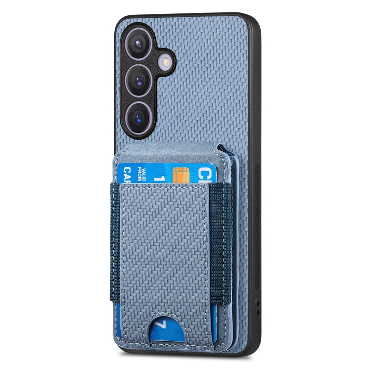 For Samsung Galaxy S24 5G Carbon Fiber Vertical Flip Wallet Stand Phone Case(Blue) - Galaxy S24 5G Cases by PMC Jewellery | Online Shopping South Africa | PMC Jewellery | Buy Now Pay Later Mobicred