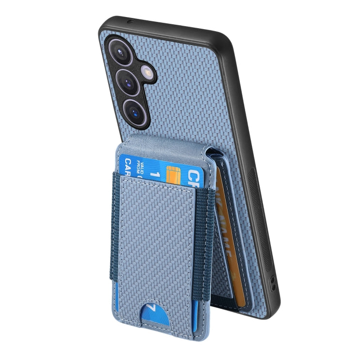 For Samsung Galaxy S24 5G Carbon Fiber Vertical Flip Wallet Stand Phone Case(Blue) - Galaxy S24 5G Cases by PMC Jewellery | Online Shopping South Africa | PMC Jewellery | Buy Now Pay Later Mobicred