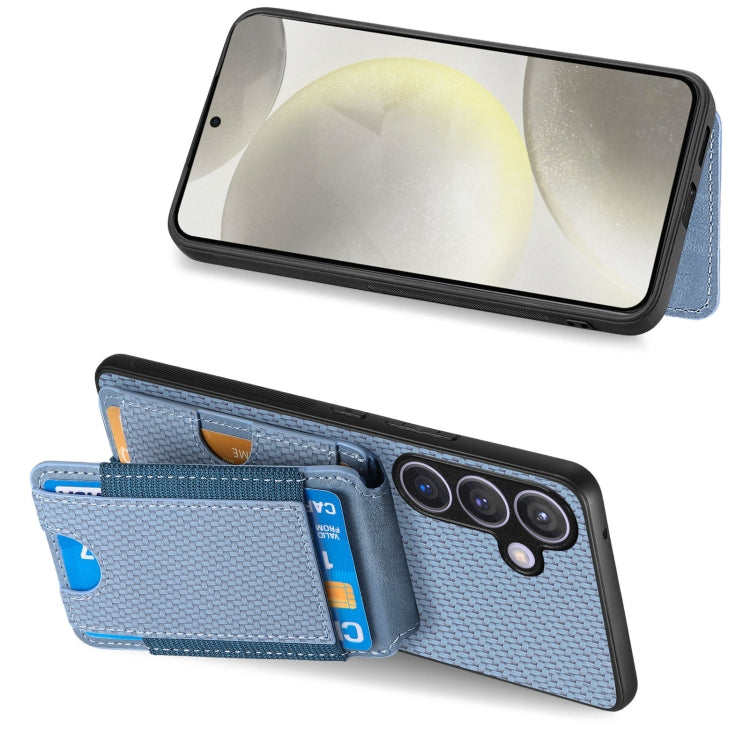 For Samsung Galaxy S24 5G Carbon Fiber Vertical Flip Wallet Stand Phone Case(Blue) - Galaxy S24 5G Cases by PMC Jewellery | Online Shopping South Africa | PMC Jewellery | Buy Now Pay Later Mobicred