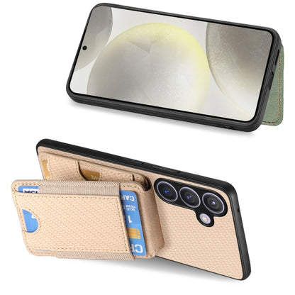 For Samsung Galaxy S24 5G Carbon Fiber Vertical Flip Wallet Stand Phone Case(Khaki) - Galaxy S24 5G Cases by PMC Jewellery | Online Shopping South Africa | PMC Jewellery | Buy Now Pay Later Mobicred