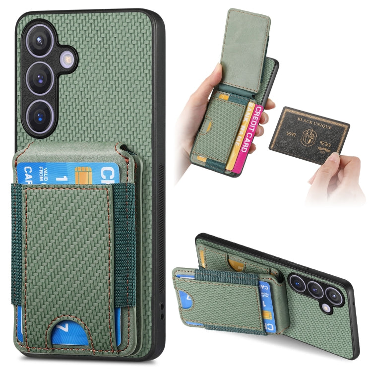 For Samsung Galaxy S24 5G Carbon Fiber Vertical Flip Wallet Stand Phone Case(Green) - Galaxy S24 5G Cases by PMC Jewellery | Online Shopping South Africa | PMC Jewellery | Buy Now Pay Later Mobicred