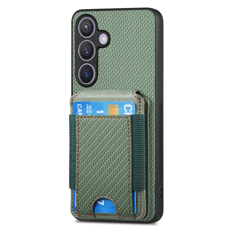 For Samsung Galaxy S24 5G Carbon Fiber Vertical Flip Wallet Stand Phone Case(Green) - Galaxy S24 5G Cases by PMC Jewellery | Online Shopping South Africa | PMC Jewellery | Buy Now Pay Later Mobicred