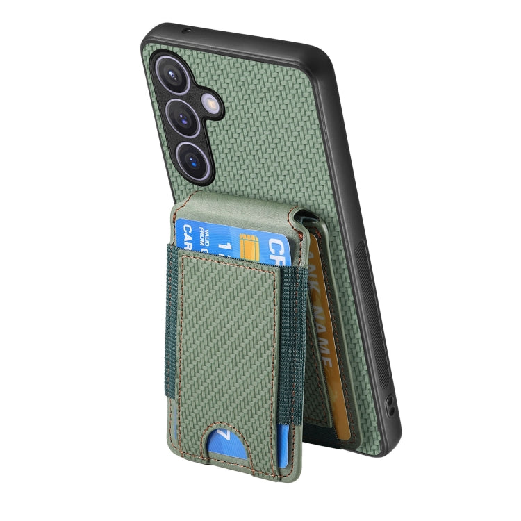 For Samsung Galaxy S24 5G Carbon Fiber Vertical Flip Wallet Stand Phone Case(Green) - Galaxy S24 5G Cases by PMC Jewellery | Online Shopping South Africa | PMC Jewellery | Buy Now Pay Later Mobicred