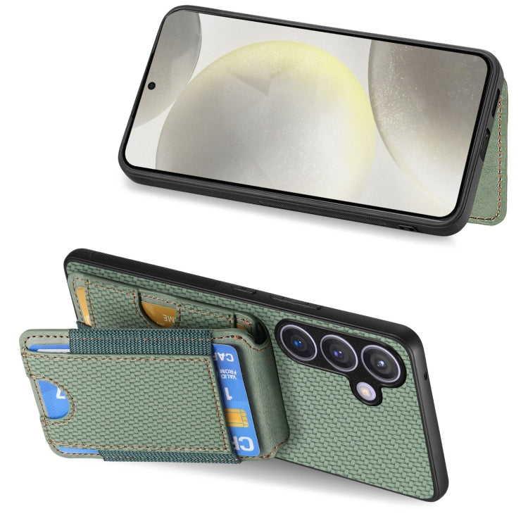 For Samsung Galaxy S24 5G Carbon Fiber Vertical Flip Wallet Stand Phone Case(Green) - Galaxy S24 5G Cases by PMC Jewellery | Online Shopping South Africa | PMC Jewellery | Buy Now Pay Later Mobicred