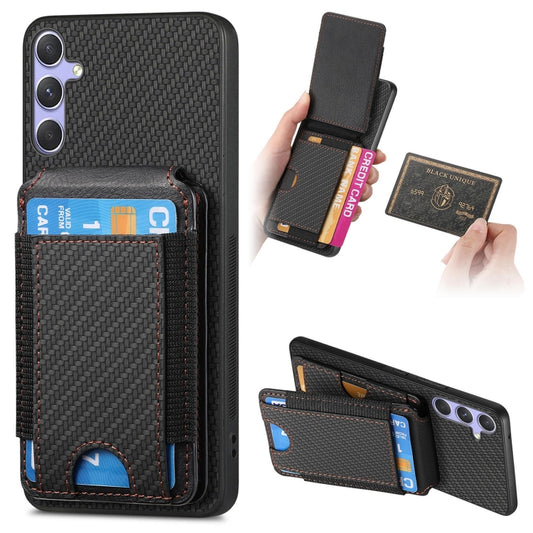 For Samsung Galaxy S25+ 5G Carbon Fiber Vertical Flip Wallet Stand Phone Case(Black) - Galaxy S25+ 5G Cases by PMC Jewellery | Online Shopping South Africa | PMC Jewellery | Buy Now Pay Later Mobicred