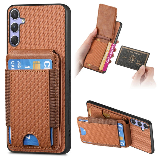 For Samsung Galaxy S25+ 5G Carbon Fiber Vertical Flip Wallet Stand Phone Case(Brown) - Galaxy S25+ 5G Cases by PMC Jewellery | Online Shopping South Africa | PMC Jewellery | Buy Now Pay Later Mobicred