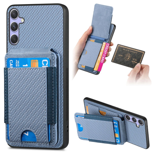 For Samsung Galaxy S25 Ultra 5G Carbon Fiber Vertical Flip Wallet Stand Phone Case(Blue) - Galaxy S25 Ultra 5G Cases by PMC Jewellery | Online Shopping South Africa | PMC Jewellery | Buy Now Pay Later Mobicred