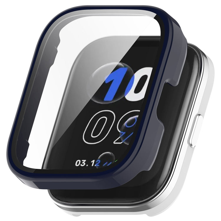 For Amazfit bip5 Unity PC + Tempered Glass Film Integrated Watch Protective Case(Ink Blue) - Watch Cases by PMC TechLife | Online Shopping South Africa | PMC TechLife | Buy Now Pay Later Mobicred