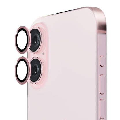 For iPhone 16 / 16 Plus ENKAY 9H Rear Lens Aluminium Alloy Tempered Glass Film(Pink) - iPhone 16 Plus Tempered Glass by ENKAY | Online Shopping South Africa | PMC Jewellery | Buy Now Pay Later Mobicred