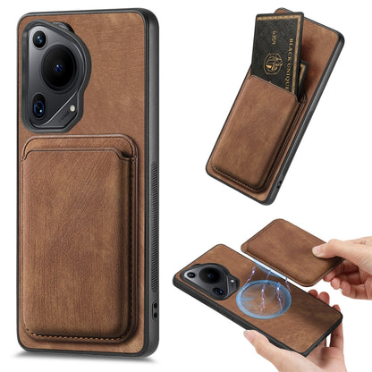 For Huawei Pura 70 Ultra Retro Leather Card Bag Magnetic Phone Case(Brown) - Huawei Cases by PMC Jewellery | Online Shopping South Africa | PMC Jewellery | Buy Now Pay Later Mobicred